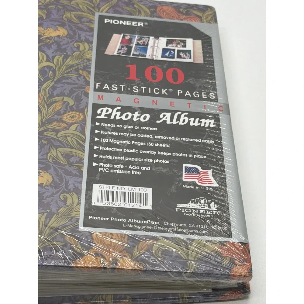 Pioneer LM-100 Magnetic Photo Album 100 Fast-Stick‎ Pages Floral Tapestry Blue
